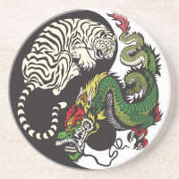 symbole du dragon vert et du tigre blanc yin yang