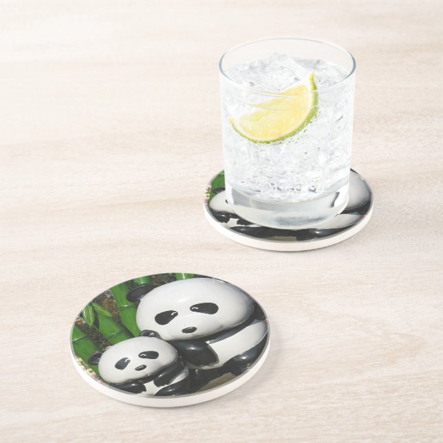 Dessous De Verre En Grès SYMBOLE Panda DU Zoo D'Ueno (Côté)