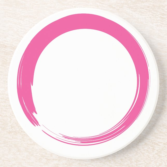 Dessous De Verre En Grès Symbole zen rose / Cercle Enso (Devant)