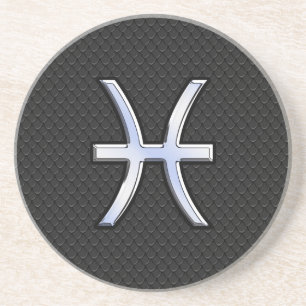 Dessous De Verre En Grès Symbole zodiaque Pisces sur le décor de peau de se