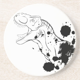 Dessous De Verre En Grès T-Rex (Black and White)