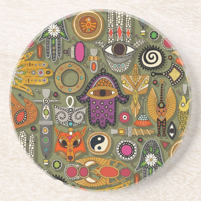 Dessous De Verre En Grès talismans mousse (Devant)