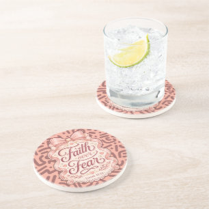 Dessous De Verre En Grès Tapis de boisson chrétien rose coquette Foi Sur la