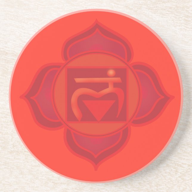 Dessous De Verre En Grès Tapis de boisson du Chakra TheRoot (Devant)