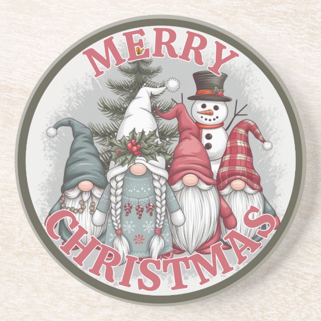 Dessous De Verre En Grès Tapis de Noël Gnomes (Devant)