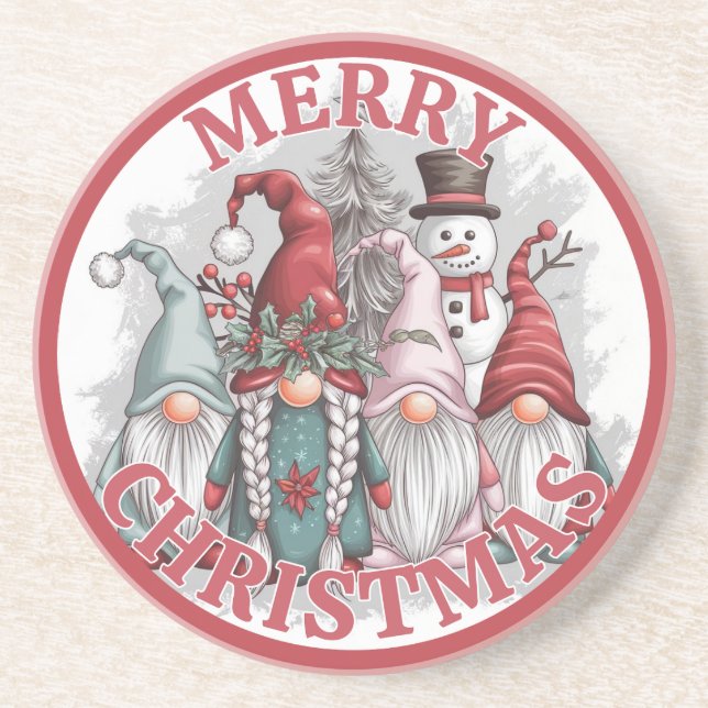 Dessous De Verre En Grès Tapis de Noël Gnomes (Devant)