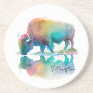 Dessous De Verre En Grès Tapis de pierre de Yellowstone Bison