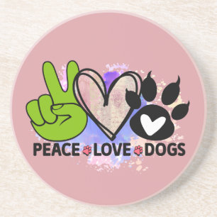 Dessous De Verre En Grès Tapis de souris Peace Love Dogs Coaster – Cadeau p