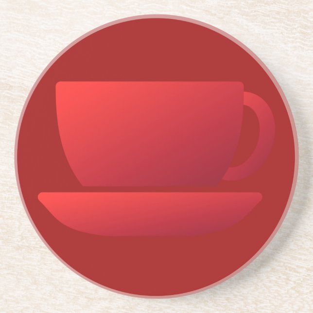 Dessous De Verre En Grès Tasse et soucoupe rouge (Devant)