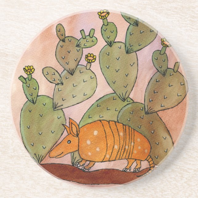 Dessous De Verre En Grès Tatou du Texas (Devant)