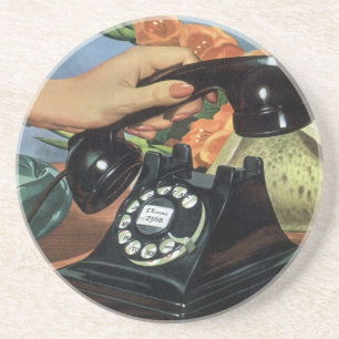 Dessous De Verre En Grès Téléphone rétro avec cadran Rotary, affaires Vinta