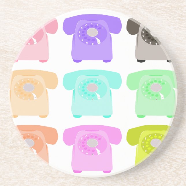 Dessous De Verre En Grès téléphone vintage de cadran rotatoire (Devant)