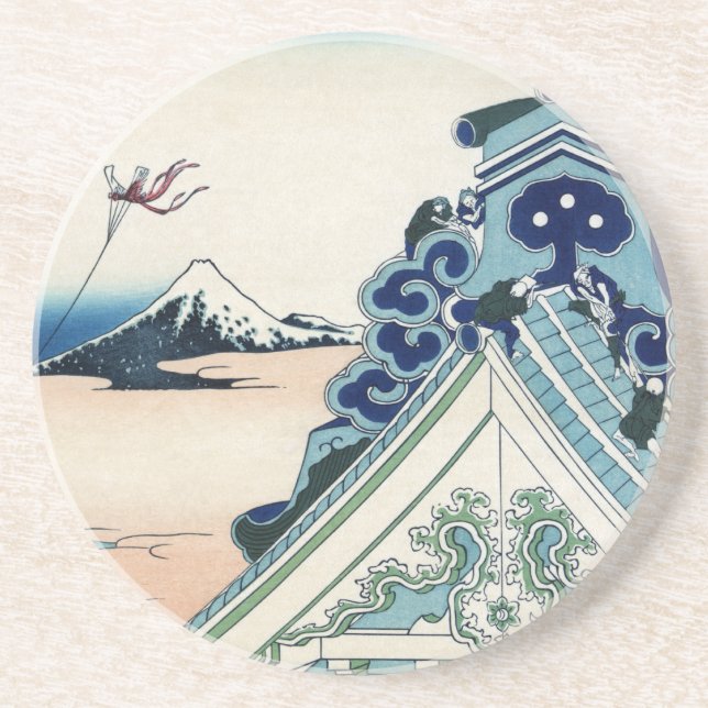 Dessous De Verre En Grès Temple Honganji à Asakusa Japon & Mt Fuji (Devant)