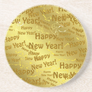 Dessous De Verre En Grès texte bonne année dorée joyeuse