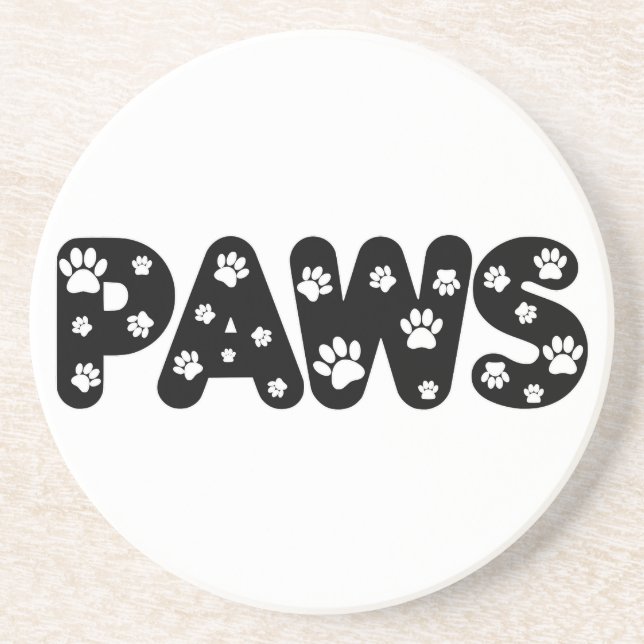 Dessous De Verre En Grès Texte personnalisé des pattes de chien (Devant)