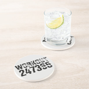 Dessous De Verre En Grès Texte usé et rayé Workout 247365 noir