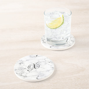 Dessous De Verre En Grès Texture de marbre de monogramme de la lettre X