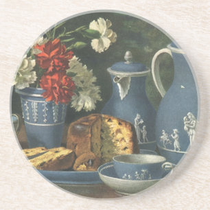 Dessous De Verre En Grès Thé et café de l'après-midi vintage, gâteau, fleur