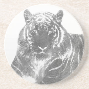 Dessous De Verre En Grès Tigre noir et blanc