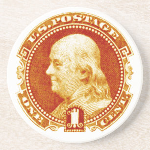 Dessous De Verre En Grès Timbre 1869 de Benjamin Franklin