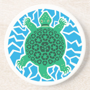 Dessous De Verre En Grès Tortues marines, recyclage