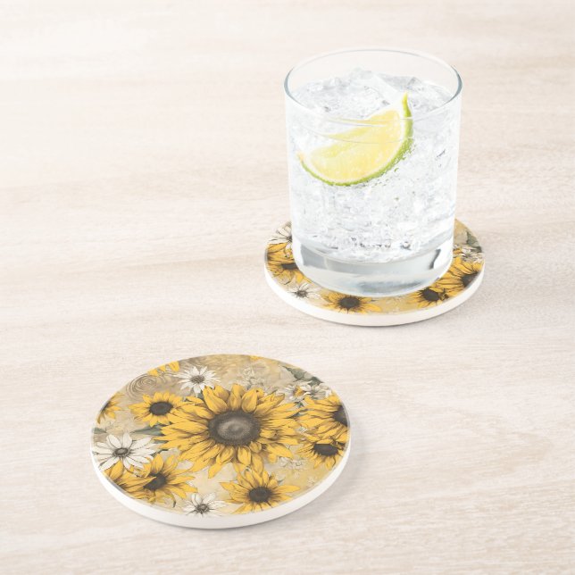 Dessous De Verre En Grès Tournesol (Côté)