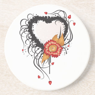 Dessous De Verre En Grès Tournesol du coeur noir