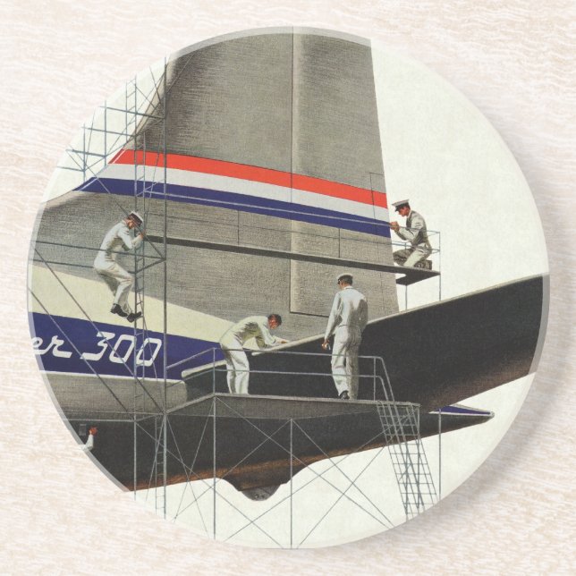 Dessous De Verre En Grès Transport vintage, Maintenance des avions (Devant)