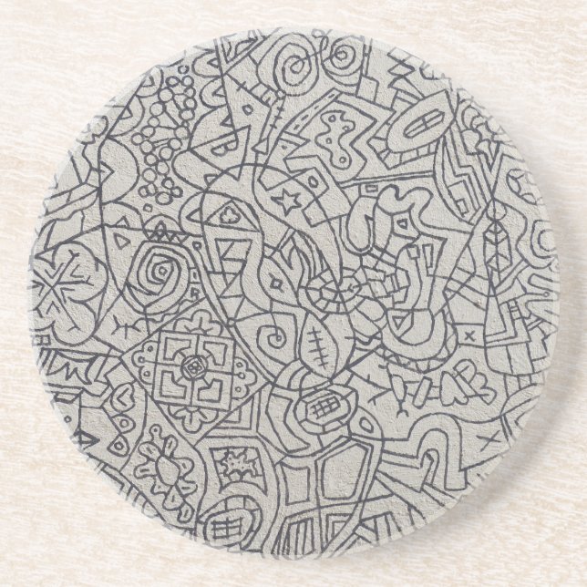 Dessous De Verre En Grès Travail de la ligne d'art Graffiti (Devant)