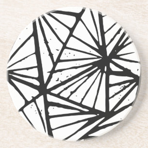 Dessous De Verre En Grès Triangles Abstraits noir et blanc Coupe Lino