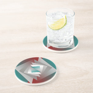 Dessous De Verre En Grès Triangles turquoises gris bordeaux