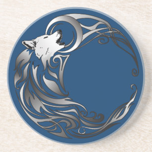 Dessous De Verre En Grès Tribal Wolf - Shaded