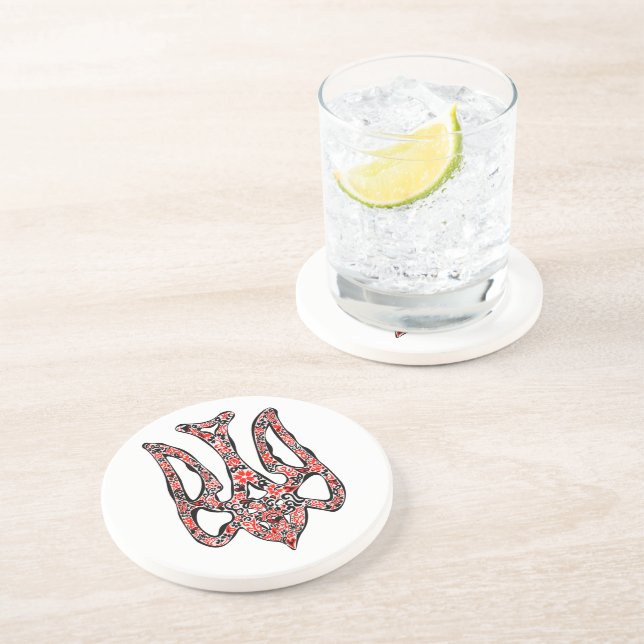 Dessous De Verre En Grès Trident de l'emblème national ukrainien tryzub sty (Côté)