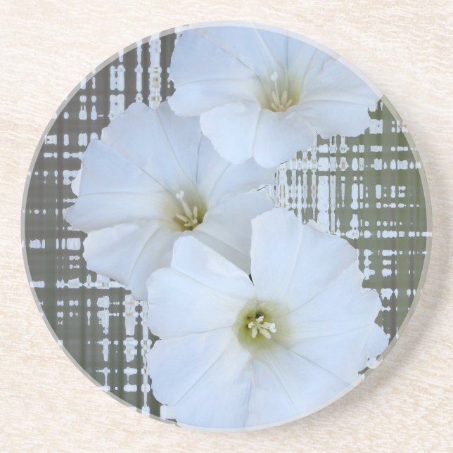 Dessous De Verre En Grès trois fleurs blanches (Devant)