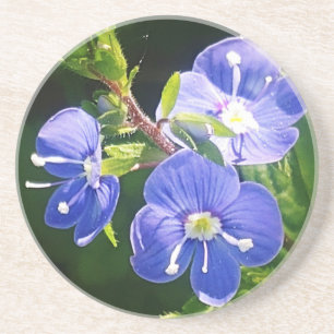 Dessous De Verre En Grès Trois fleurs bleues