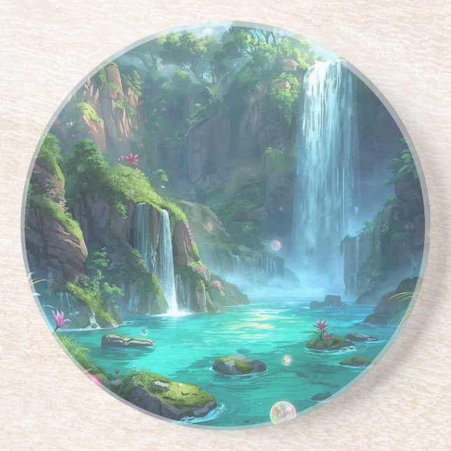 Dessous De Verre En Grès Tropical Falls & Crystal Glow (Devant)