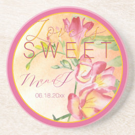 Dessous De Verre En Grès Tropical Freesia Aquarelle Love is Sweet