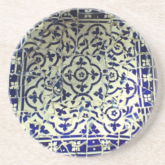 Dessous De Verre En Grès Tuiles de mosaïque de Guell du parc de Gaudi (Devant)