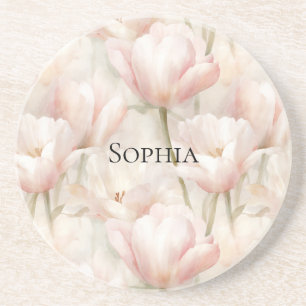 Dessous De Verre En Grès Tulipes roses rousses Florales