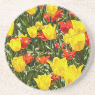 Dessous De Verre En Grès Tulipes rouges et jaunes