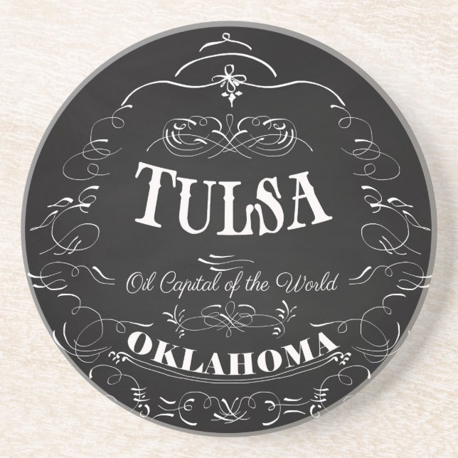 Dessous De Verre En Grès Tulsa, l'Oklahoma - capital d'huile du monde (Devant)