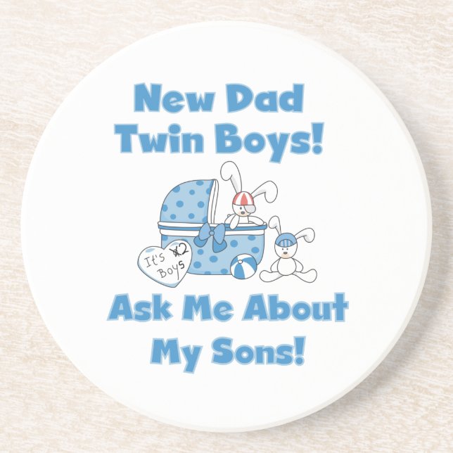 Dessous De Verre En Grès Twin Boys New Papa Cadeaux (Devant)
