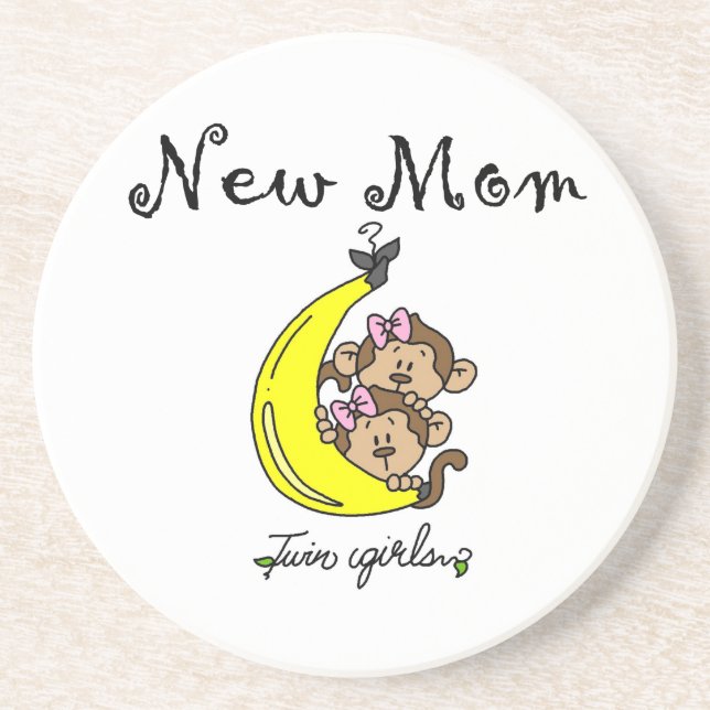 Dessous De Verre En Grès Twin Girls Nouveau cadeau maman (Devant)