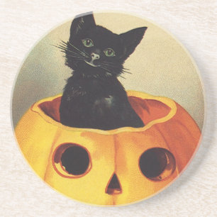 Dessous De Verre En Grès Un Halloween joyeux par Ellen Clapsaddle, Chat vin