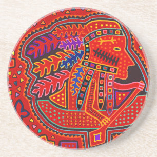 Dessous De Verre En Grès Un Indien Kuna en canoë