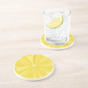 Dessous De Verre En Grès Une tranche de citron jaune