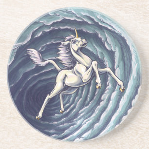 Dessous De Verre En Grès Unicorne de l'air élément Imaginaire Art