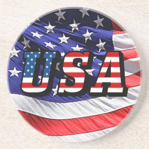 Dessous De Verre En Grès USA - American Flag Beverage Coaster