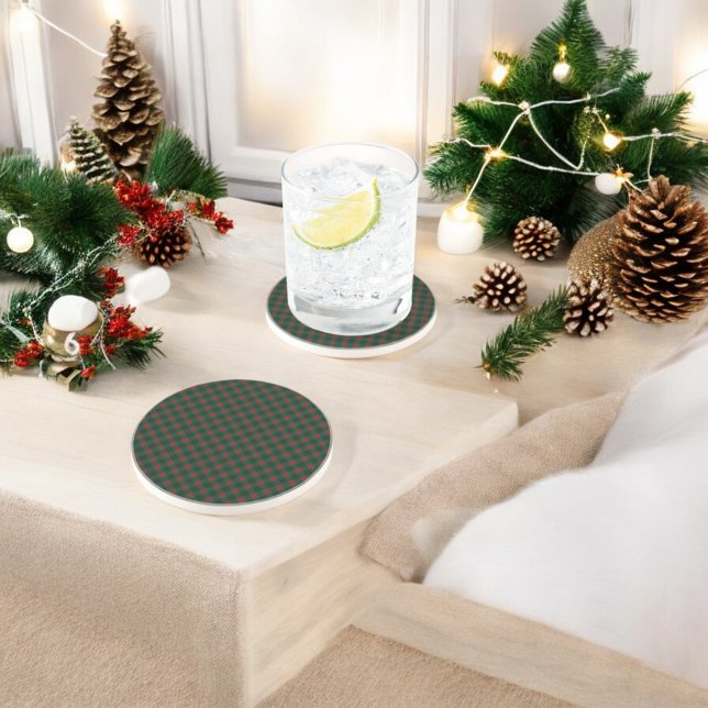 Dessous De Verre En Grès Vacances Plaid Buffalo Red Green (Créateur téléchargé)