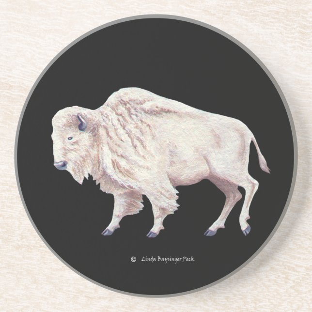 Dessous De Verre En Grès Vache blanche de Buffalo (Devant)